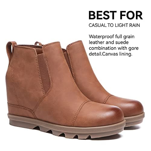 Athlefit Women's Wedge Ankle Boots Comfortable Slip On Wedge Booties view 4