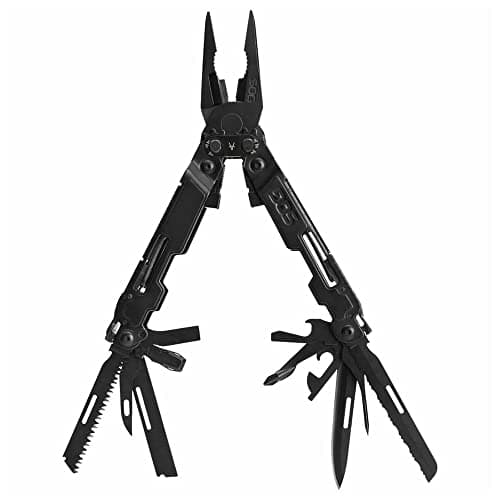 SOG PowerAccess Deluxe All-Around Heavy Duty Stainless Steel Multi-Tool w/Nylon Sheath, Two Knife Blades, Can & Bottle Opener, Black