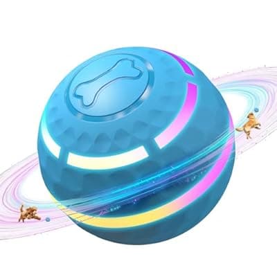 Apasiri Interactive Dog Toys: Automatic Moving Dog Balls with LED Lights, Puppy Toy to Keep Them Busy, Shaky Dog Ball for Small,Medium,Large Dogs, Dog Toys for Aggressive Chewers,Rechargeable - (Blue)