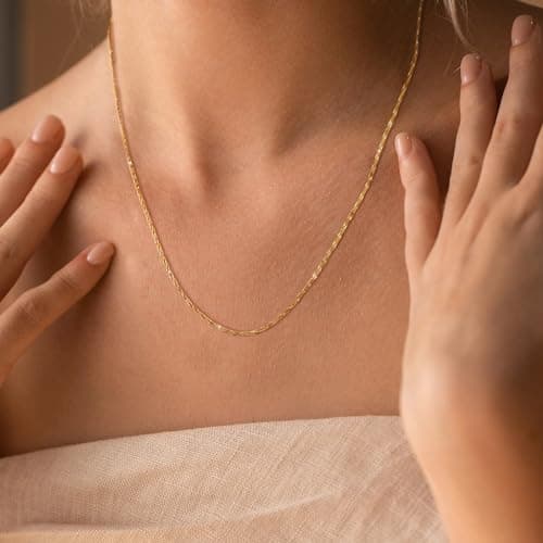 BAYLAY Gold Chain Necklace for Women - 18K Gold Plated Necklace Chain Dainty Gold Necklace for Women Gold Chain Gold Necklace Gold Jewelry Gifts Size 16/18/20/22/24/26 Inch view 4