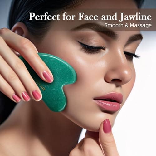 BESKAR Gua Sha Facial Tools, Natural Jade Stone Guasha Massager view 2