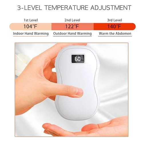 2 Pack Rechargeable Hand Warmers Carbon Crystal 3s Fast Heating Hand Warmer with 3 Level Temperature Adjustment, Type-C Quick Charge, Outdoor Adventures, Daily Commutes, and Winter Chills White view 4