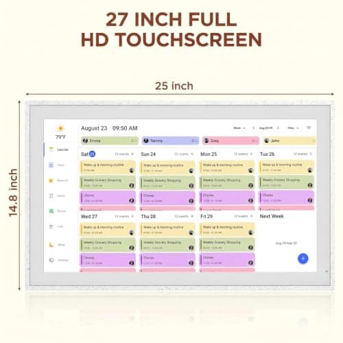 27" Digital Calendar, Smart Family Planner, Snow Speckle White | Wall Electronic Calendar, 32GB Storage 1920 * 1080 IPS Full HD Touch Screen Display , Gift wall calendar for Mom Women view 4