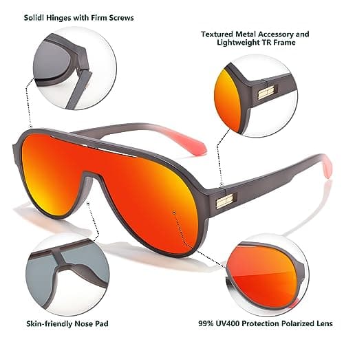 FEISEDY Polarized Men Women Sunglasses, Oversized Fahion One Piece Sun Glasses, Lightweight TR90 Frame B4080 view 5