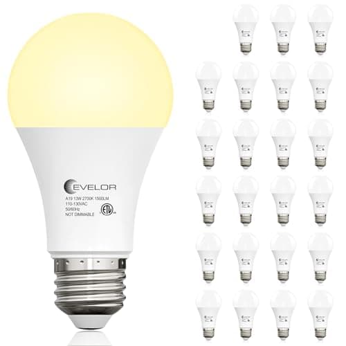 evelor 24-Packs A19 LED Light Bulbs,100 Watt Equivalent 2700K Soft White Bright Bulbs Efficient 13W,1500 Lumens E26 Base, Non-Dimmable, 15000-Hour Lifespan for Bedroom, Living Room, Office — image 1