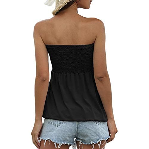 Sumtory Women Tie Dye Tube Tops Pleated Stretchy Ombre Strapless Shirts view 5