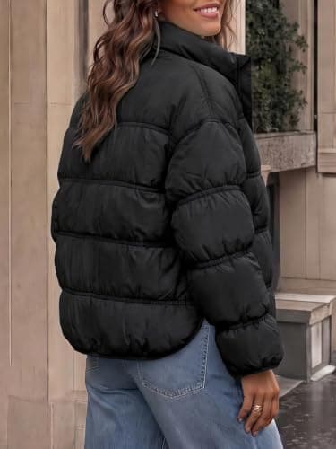Fisoew Womens Winter Puffer Jacket Coat Casual Zip Up Warm Quilted Jackets view 3