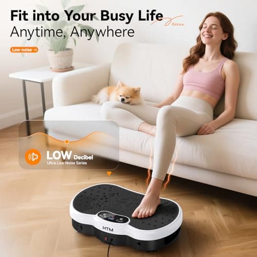 HTM Vibration Plate Exercise Machine, 9 Modes & 120 Speeds, Body Shake Plate with Resistance Bands Slot & Remote Control, Shake Board for Weight Loss Fat Burner Home Fitness Workout view 5