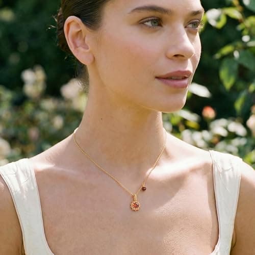 MTMY Birthstone Necklace for Women, 14K Gold Plated Sunburst Necklace with Removable Charm Birthday Jewelry Gift view 2