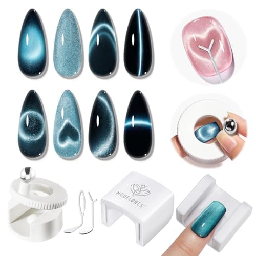 Modelones 5D Automatic Cat Eye Magnet for Nails, 5Pcs Circle Nail Magnet Tool for Cat Eye Gel Polish, 360 Rotating Cat Eye Magnet Tool, U-Shaped&Ball Magnet&Hole&Heart Magnets for Glass Bead Nail Art — image 1