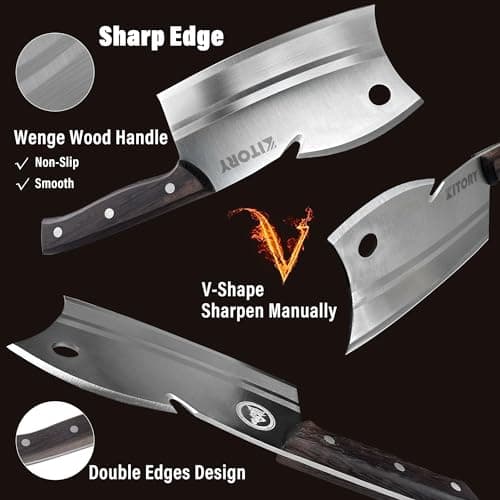 Kitory 7" Meat Cleaver, Chinese Chefs Knife with Wenge wood Handle, Butcher Knife Bone Cutter, Multi-Purpose Dual Edges Heavy Duty Kitchen Chopper, 2025 Kitchen Gadget Gift view 3