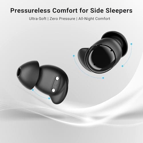 Ertuly T33 Sleep Earbuds, Bluetooth 6.0 Noise Cancelling Sleep Headphones for Side Sleepers, ANC Up to 98%, Sleep Mode, 48H Playtime, Small Earbuds Comfort Fit for Sleeping, Travel, Work, Black view 4