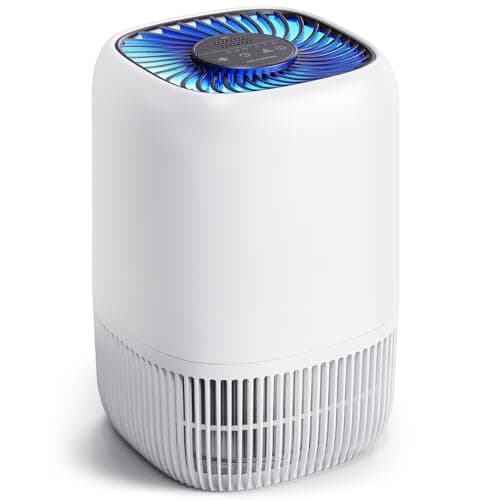 Air Purifiers for Home with High Efficiency Filter Up to 1076 Ft² for Pet Hair, Odors, Pollen, Smoke, Compact Air Cleaner with 3 Speeds, Timer, Aroma Quiet 360°Intake Filter, White view 1