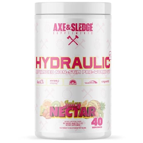 Axe & Sledge Hydraulic Stim-Free Pre-Workout Powder for Men & Women | Performance, Stamina, Focus, Pumps | L-Citrulline, Beta Alanine, Creatine, Caffeine-Free, Juicy Nectar