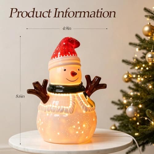 LED Ceramic Christmas Snowman Table Lamp for Bedroom Party Holiday Décor view 3