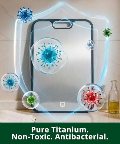 Titanium Cutting Board for Kitchen, Double Sided 100% Pure Titanium & PP Cutting Board with Deep Juice Groove, Metal Chopping Board, Easy to Clean Large Durable Cutting Board for Meat (15" x 10.3") view 4