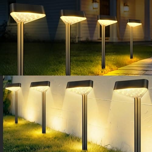 Fashlits 8 Pack Solar Pathway Lights Outdoor, Bright LED Solar Landscape Lights, Waterproof Solar Garden Lights for Yard, Patio, Walkway, Lawn, Driveway(Warm White, 8 Pack) — image 1