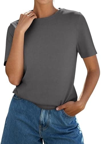 PRETTYGARDEN Womens Short Sleeve Tops Summer 2026 Casual Crewneck Cotton Basic Tee Shirts Fashion Clothing Spring Outfits view 5