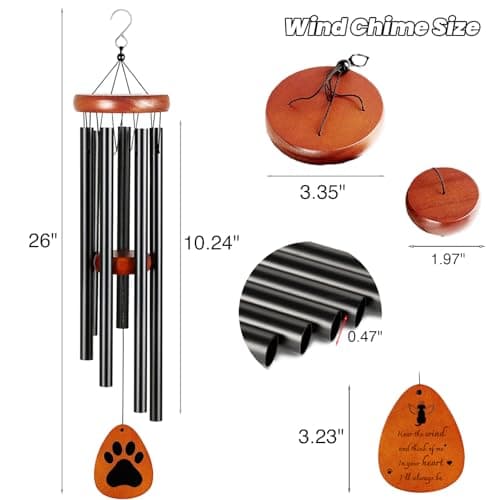 GDuolaPaws Personalized Pet Memorial Wind Chime, 26" Dog Memorial Gift for Loss of Dog, 3-Pieces Dog Passing Away Gift Package with Sympathy Card & Bracelet view 6