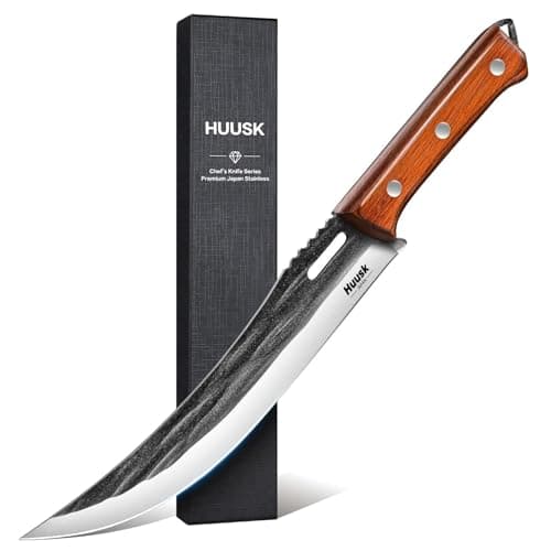 Huusk Hand Forged Carving Knife - Japanese Razor Sharp Butcher Knives for Meat Cutting, Curved Brisket Slicing Knife with Ergonomic Full Tang Handle, Gift for Men and Women — image 1