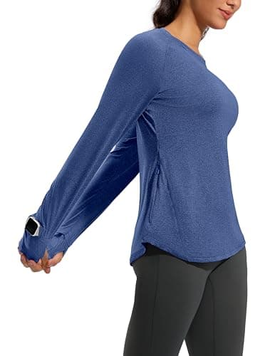 G Gradual Long Sleeve Workout Tops for Women Quick Dry Lightweight Running Athletic Shirts with Zip Pocket Moisture Wicking view 2