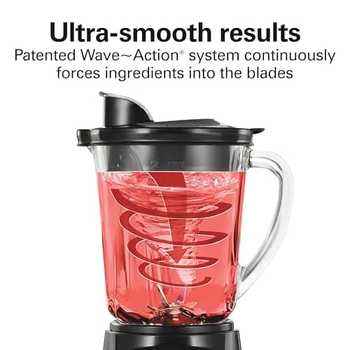 Hamilton Beach Power Elite Wave Action Blender For Smoothies, 40 Oz Glass Jar, 12 Functions Including Puree, Crush Ice, 700 Watts - Black (58148A) view 3