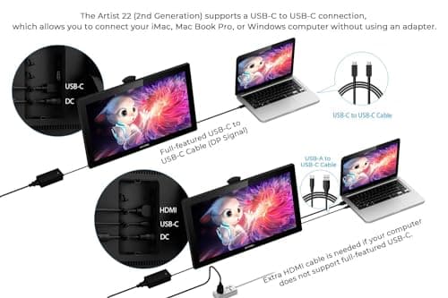 Drawing Tablet with Screen XPPen Artist 22 2nd Computer Graphics Tablet 122% sRGB with 8192 Levels Tilt Function Battery-Free Stylus, 21.5inch Pen Display Compatible with Windows, Mac, Linux view 4