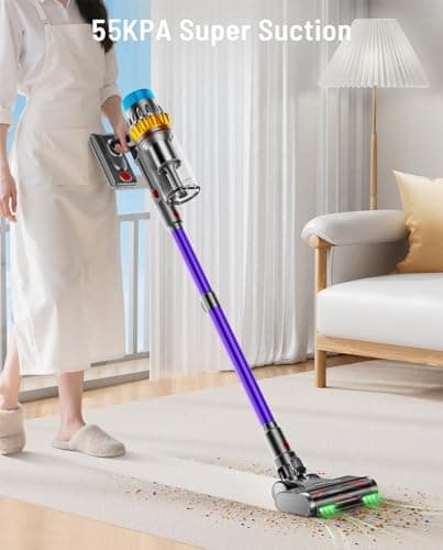 Cordless Vacuum Cleaner, 55KPA 70Min 650W Motor Powerful Vacuum Cleaners for Home, Self-Stand Cordless Stick Vacuum Rechargeable Anti-Tangle/LED Screen/1.8L Cup for Home Pet Hair/Carpet/Hardwood Floor view 4