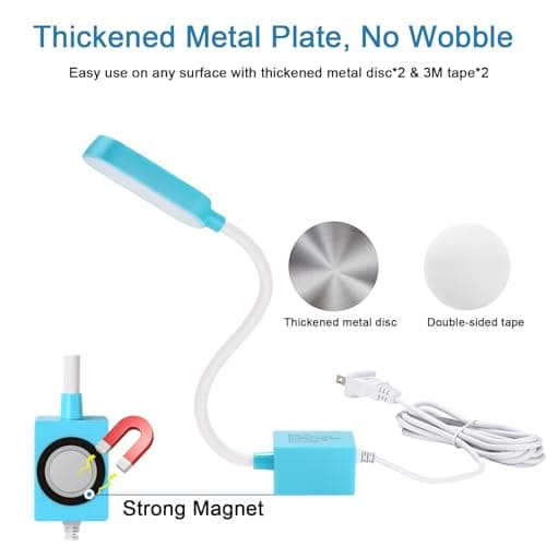 Magnetic Work Light with Flexible Gooseneck & Touch Control - 3-Level Dimmable, Sewing Lamp for Workshop Sewing Machines, Lathes, Mills, Drills view 3