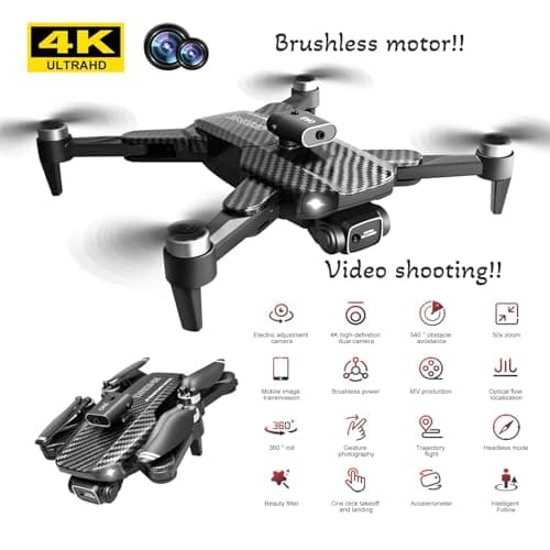 4K UHD GPS Drone (Equipped with dual cameras), Foldable Drone, small-scale Drone Control Quadcopter With Height Setting Function, Six-pass Gyroscope, Gesture Photo, Video Recording, Headless Mode, Emergency Stop, Trajectory Gravity Sensing, and Auto-photography for Adults and Teenager (60 minutes flight time- black) view 3