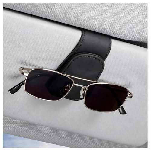 Sunglasses Holder for Car, Leather Eyeglass Clip, Magnetic Ticket Card Clip, Universal Car Sun Visor Storage Multi-Functional Interior Accessory for SUV Pickup Trucks — image 1