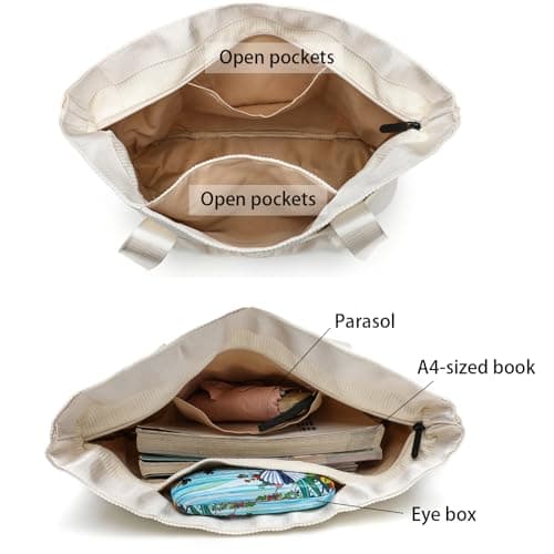 mcuvaec Corduroy Tote Bag for Women, Foldable Tote Bag With Zipper, Large Shoulder Bag, Purses and Handbags for Work Travel view 4