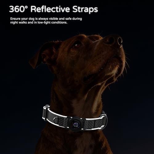 ILFINDYOU AirTag Dog Collar,Dog Collar with Airtag Holder,IPX8 Waterproof Safety Thread Protection Holder and Personalized Stripe,Air Tag Dog Collar Holder for Small,Medium to Large Dogs (C.Blue,M) view 6