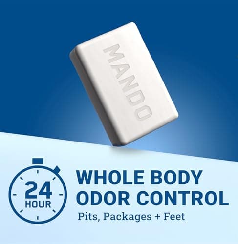 Mando Acidified Cleansing Bar - 24-Hour Odor Control - Removes Odor Better than Soap - Moisturizing Formula - SLS Free, Paraben Free - Safe For Sensitive Skin - Bourbon Leather view 2