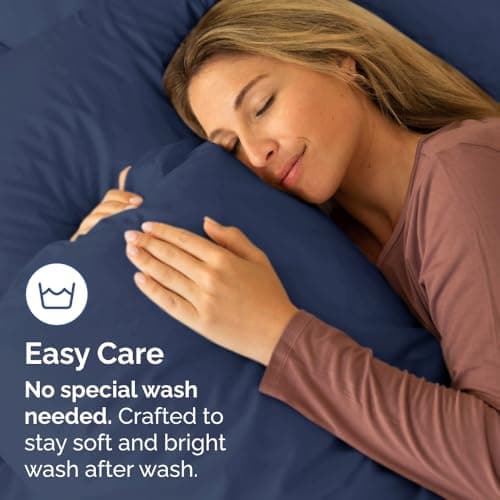 King Pillow Cases Set of 2 - Ultra Soft Hotel Quality Pillowcase Covers - Comfy, Cozy & Wrinkle Free - Shrinkage, Stain & Fade Resistant - Machine Washable Pillow Protectors - 2 Piece Set - Navy Blue view 5