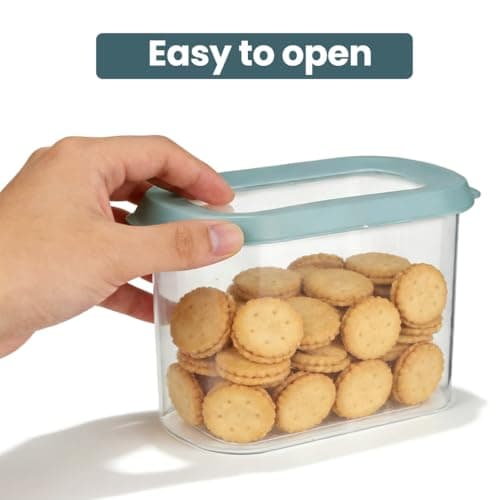 OMIO 5-Piece Airtight Food Storage Containers Set | BPA-Free Plastic Canisters with Easy Snap Lids for Dry Food, Pantry, Kitchen | Organize Cereal, Grains, Snacks, Flour, Sugar view 7