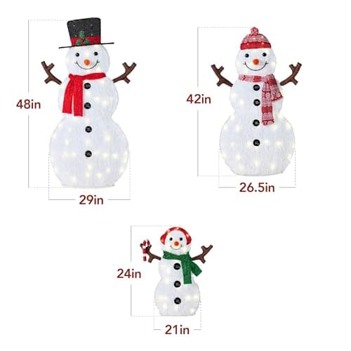 Best Choice Products 4ft 3-Piece 2D Lighted Christmas Snowman Family Set, Large Outdoor Yard Decor Holiday Decoration w/ 135 Twinkling LED Lights view 2