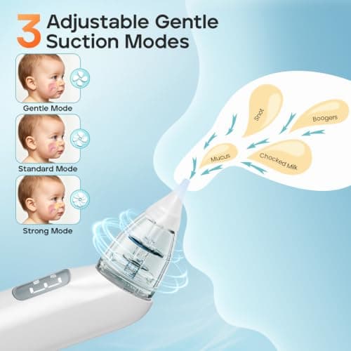 Baby Electric Nasal Aspirator, 3 Suction Levels, 3 Interchangeable Silicone Tips, Music & Light view 2