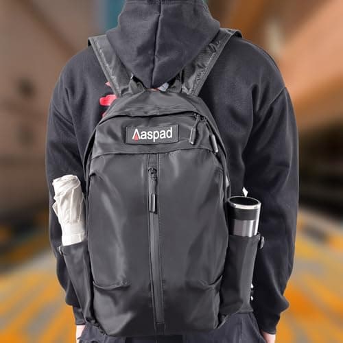 Aaspad Laptop Backpack for Men and Women Lightweight Daypack Slim Sturdy Business Offices Knapsack Daily Commute Necessities (Black) view 2