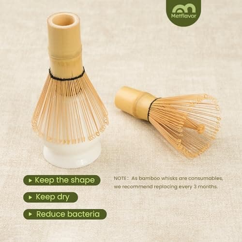 Matcha Whisk Set, Ceramic Bowl Matcha Kit & Handcrafted Bamboo Chasen, Complete 5 Pcs Matcha Set Whisk and Bowl, Stainless Steel Sifter, Bamboo Scoop & Holder for Matcha Lovers view 6