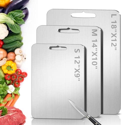 Titanium Cutting Board for Kitchen - 100% Pure Titanium Cutting Boards Non Toxic - 2025 New Upgrade Double Sided Metal Chopping Boards for Meat, Vegetables, Fruits, Dishwasher Safe (12" x 9", 1-Pack)