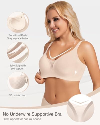 VRVOICE Womens Wireless Bras Sexy V Mesh Push Up No Underwire Bralette Seamless Supportive Tshirt Everyday Bra view 2