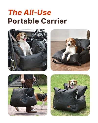 PET MARVEL Dog Car Seat for Small Dogs Up to 25 lbs, Pet Booster Seat & Travel Carrier with Safety Leash and Thick Cushion, Fully Detachable Washable Pet Bag with Storage Pocket, Portable, Black view 2