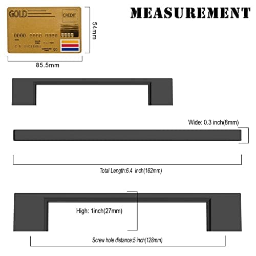 Amerdeco 10 Pack Matte Black Cabinet Pulls 5 Inch(128MM) Hole Centers Kitchen Cabinet Handles Cabinet Hardware Kitchen Handles for Cabinets Cupboard Handles Drawer Pulls ZH0060 view 3