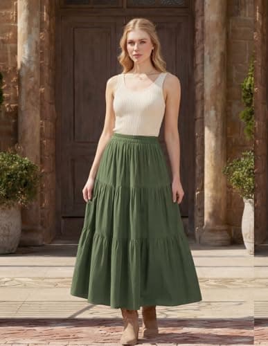 Scarlet Darkness Renaissance Maxi Skirts for Women 2026 Summer Boho Flowy Tiered Long Skirt with Pockets view 4