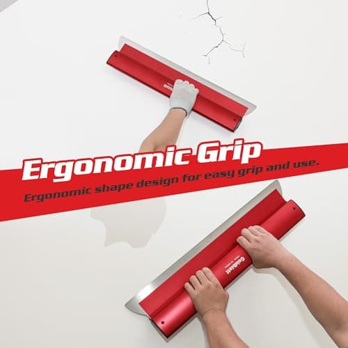 Goldblatt 24 Inch Drywall Skimming Blade, 0.3mm Stainless Steel Blade, Aluminum Body - Rigid Lightweight Drywall Knife with End Caps, Ergonomic Grip, for Mud, Repair Plaster Wall view 3