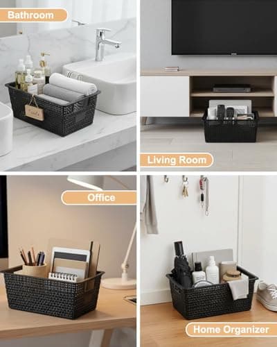 Storage Bins with Lids | Plastic Storage Baskets with Lids for Office Organization,Stackable Organizing Bins with Latching Design, Easy-Clean Boxes for Home, Office, Toys & Classroom Supplies, 6 packs view 6