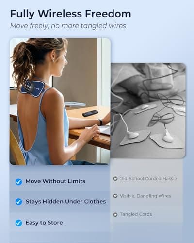 KingPavonini Wireless TENS Unit Muscle Stimulator, Back Pain, Model SM9116 | Wireless TENS with Remote, Storage Box, 4 Ultra-Large Pads for Back Shoulder Waist Pain, 20 Intensities, Gift for Men, Women view 6