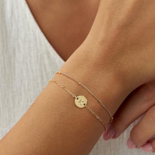 18K Gold Plated Initial Bracelets for Women Jewelry Gifts Trendy view 5