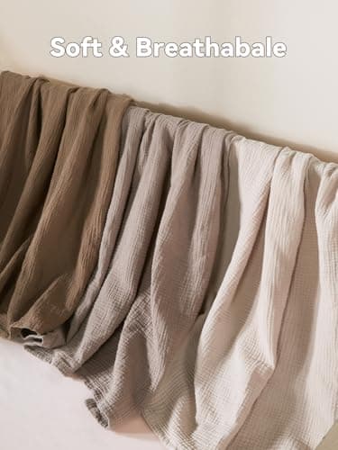 TILLYOU 3 Pack Muslin Swaddles for Newborns, Breathable and Soft Baby Blankets for Girls Boys, Cotton Blanket Baby Wrap Swaddle 47"X47", Gradient Brown view 4